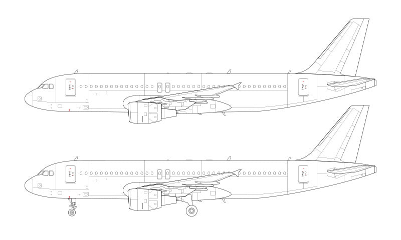 Airbus A320 with CFM56 engines line drawing