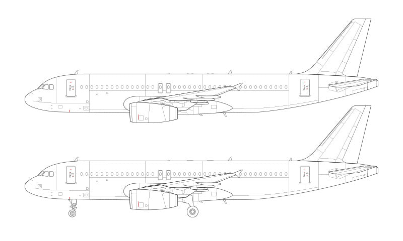 Airbus A320 with V2500 engines line drawing