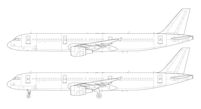 Airbus A321 with CFM56 engines line drawing