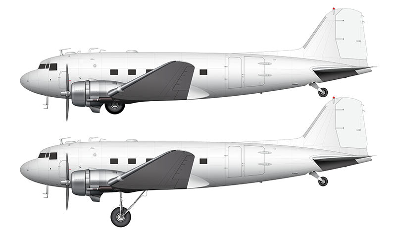 All White Douglas DC-3 template