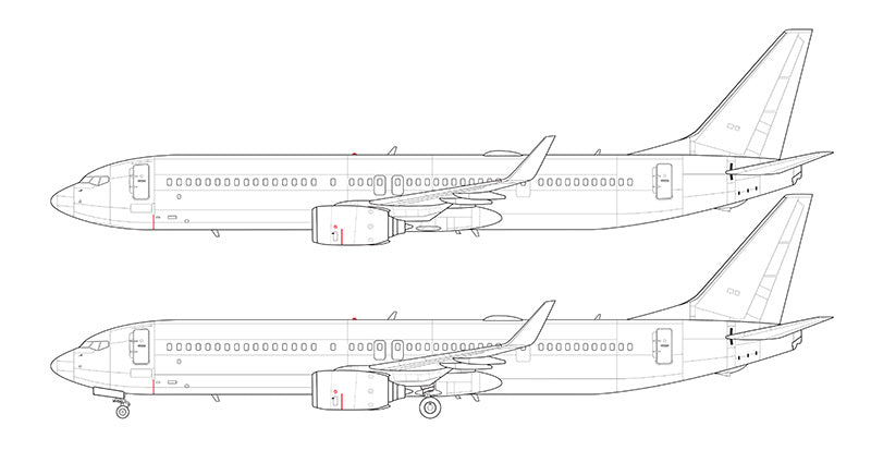 Boeing 737-900ER with blended winglets line drawing