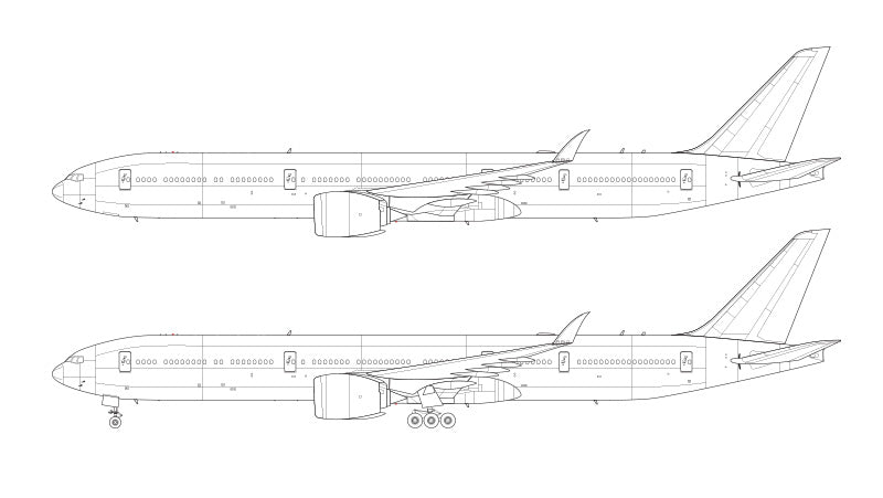 Boeing 777-9 line drawing