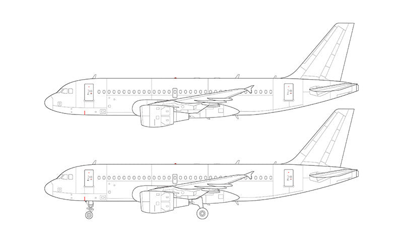 Airbus A319 with cfm56 engines line drawing