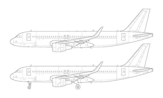 Airbus A320 with cfm56 engines and sharklets line drawing