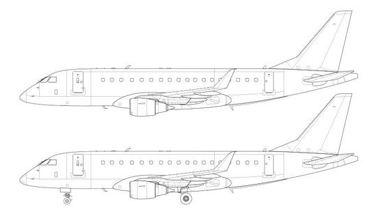 Embraer 175 with new style winglets line drawing