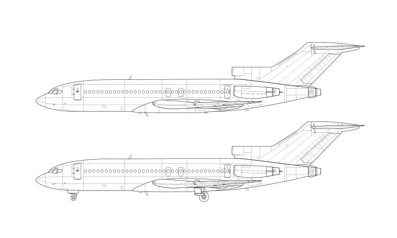 Boeing 727-100 line drawing