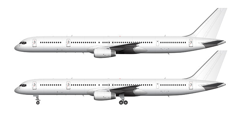 All White Boeing 757-300 with Rolls Royce Engines Illustration
