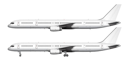 All White Boeing 757-300 with Rolls Royce Engines Illustration