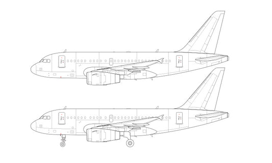 Airbus A318 with Pratt & Whitney engines line drawing
