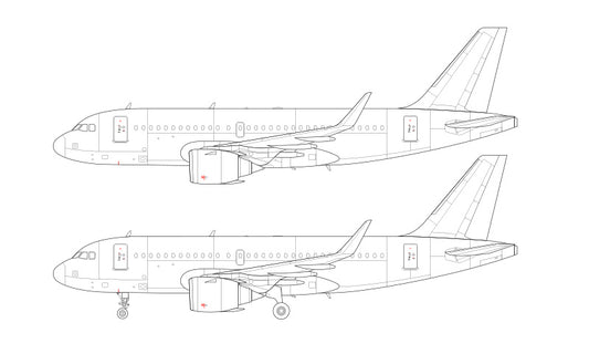 Airbus A319 NEO with CFM LEAP engines line drawing