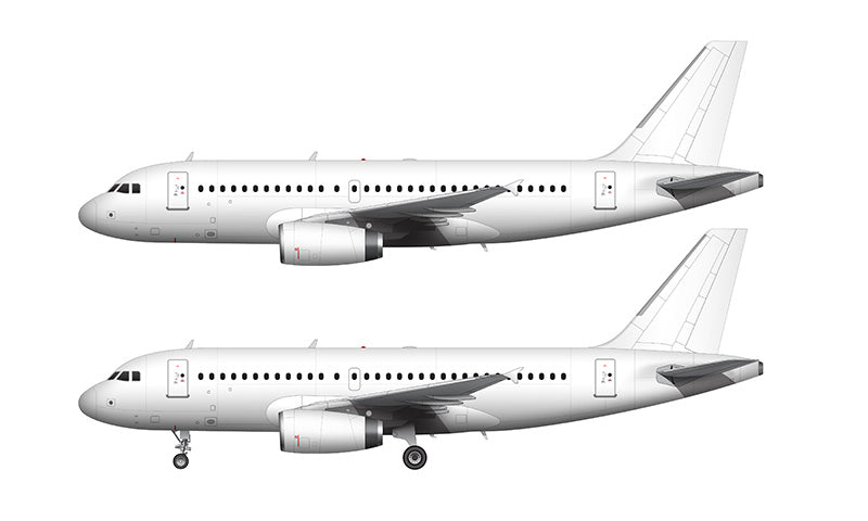All White Airbus A319 with v2500 engines template