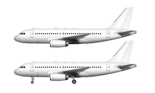 All White Airbus A319 with v2500 engines template