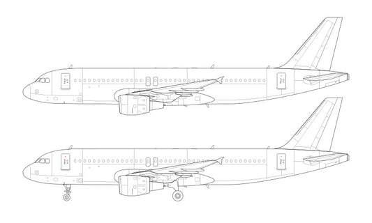 Airbus A320 with CFM56 engines line drawing