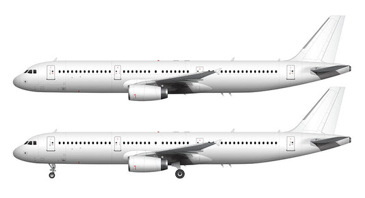 All White Airbus A321 with v2500 engines template