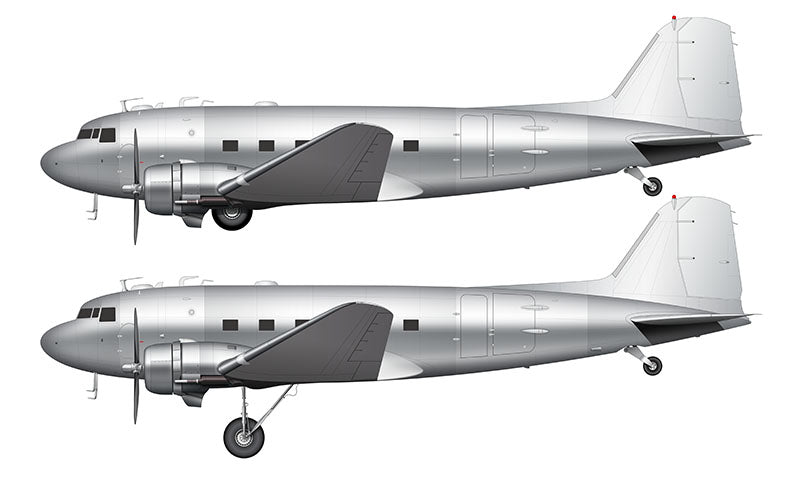 Bare Aluminum Douglas DC-3 template