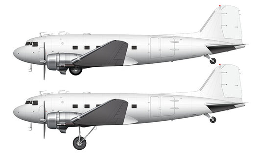 All White Douglas DC-3 template