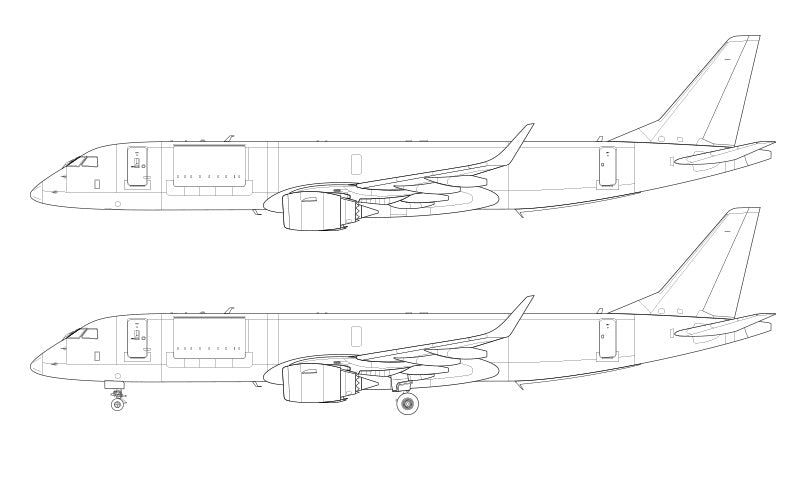 Embraer 190F Line Drawing Illustration