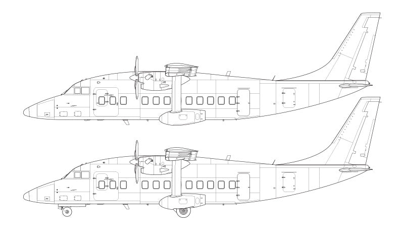 Short 360 line drawing