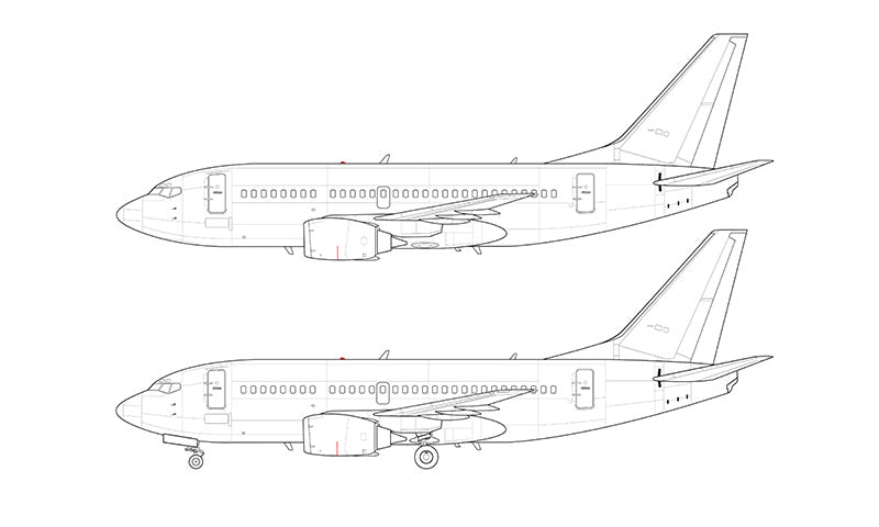 Boeing 737-500 without winglets line drawing