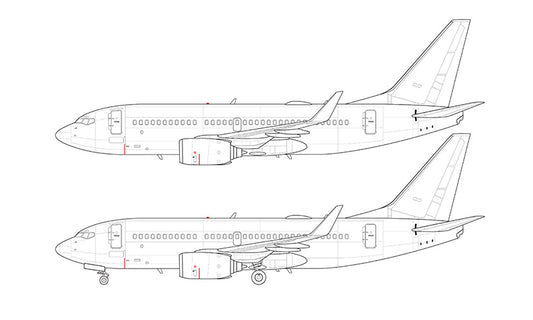 Boeing 737-700 with blended winglets line drawing