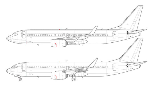 Boeing 737-800 with blended winglets line drawing