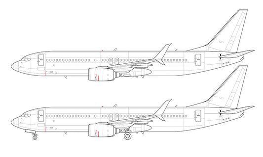 Boeing 737-800 with split scimitar winglets line drawing