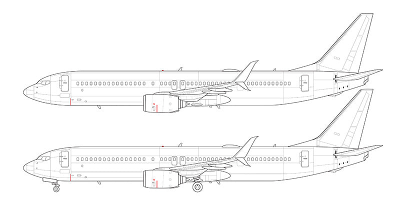 Boeing 737-900ER with split scimitar winglets line drawing