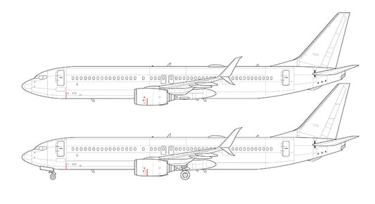 Boeing 737-900ER with split scimitar winglets line drawing