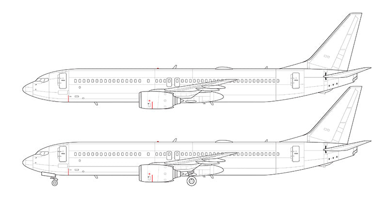 Boeing 737-900 without winglets line drawing