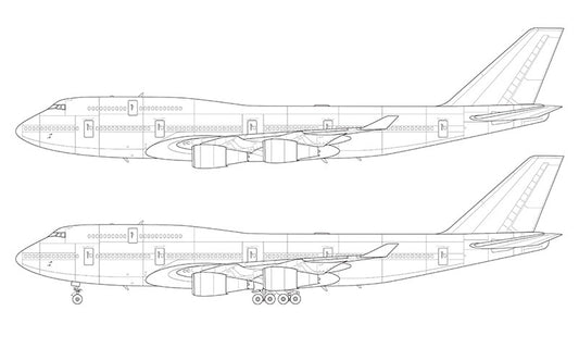 Boeing 747-400 with General Electric engines line drawing