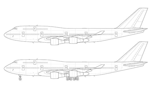 Boeing 747-400 with Pratt & Whitney engines line drawing