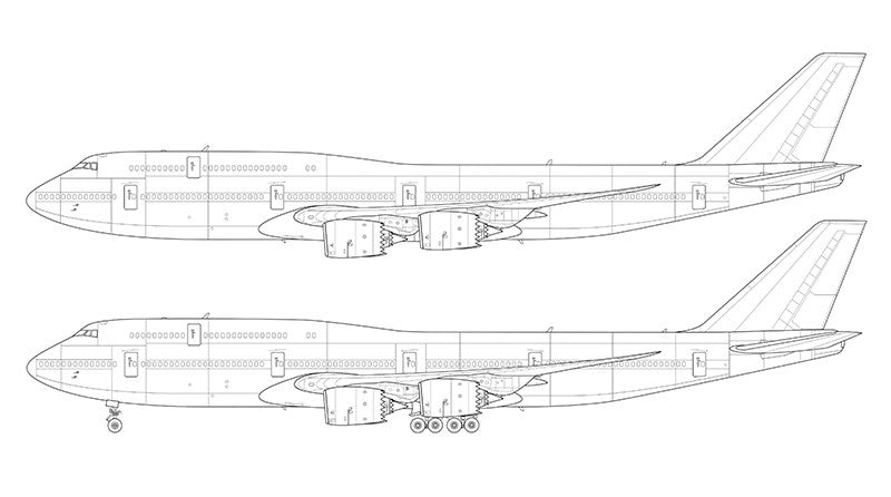 Boeing 747-8i line drawing