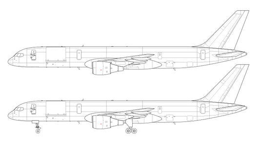Boeing 757-200SF/PF/PCF with Pratt & Whitney engines line drawing