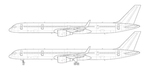 Boeing 757-300 with winglets line drawing