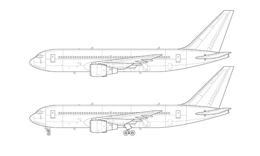 Boeing 767-200 with GE engines line drawing