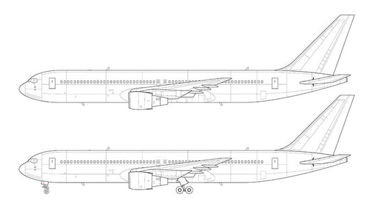 Boeing 767-300 with GE engines line drawing