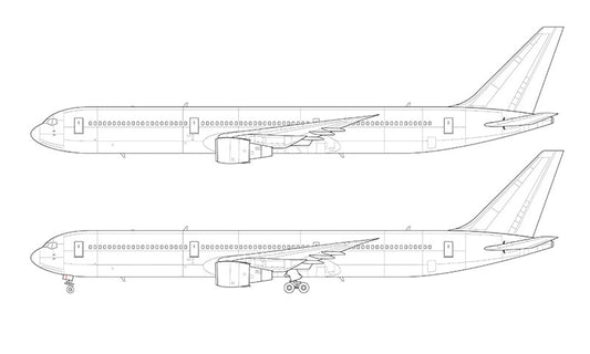 Boeing 767-400 with GE engines line drawing