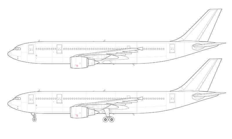 Airbus A300B4-600R with GE engines line drawing
