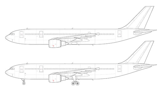 Airbus A300B4-600R with GE engines line drawing