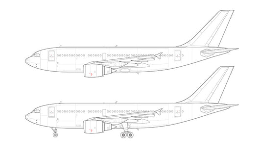 Airbus A310-300 with GE engines line drawing