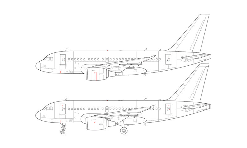 Airbus A318 with cfm56 engines line drawing