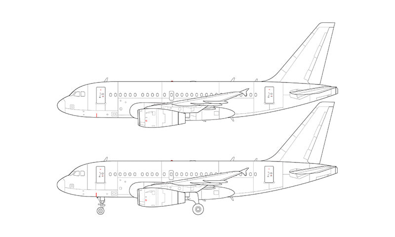 Airbus A318 with Pratt & Whitney engines line drawing