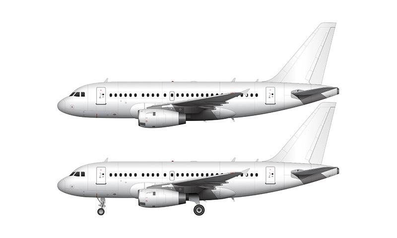 All White Airbus A318 with Pratt & Whitney engines template
