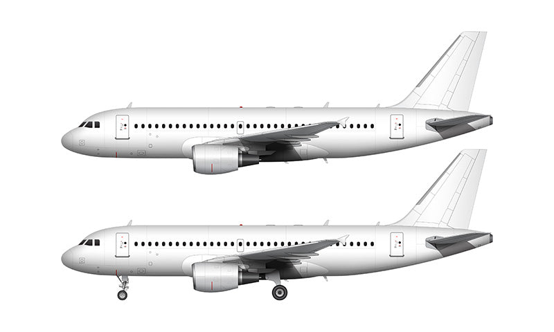 All White Airbus A319 with cfm56 engines template