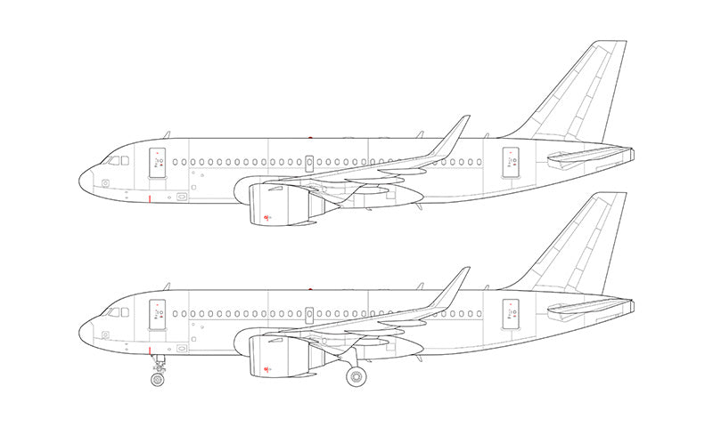 Airbus A319 NEO with CFM LEAP engines line drawing