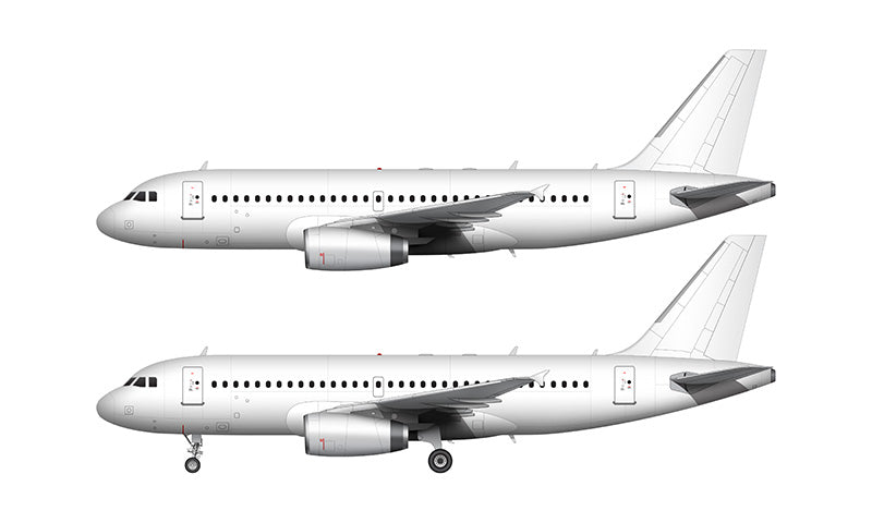 All White Airbus A319 with v2500 engines template