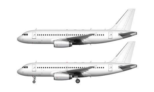 All White Airbus A319 with v2500 engines template