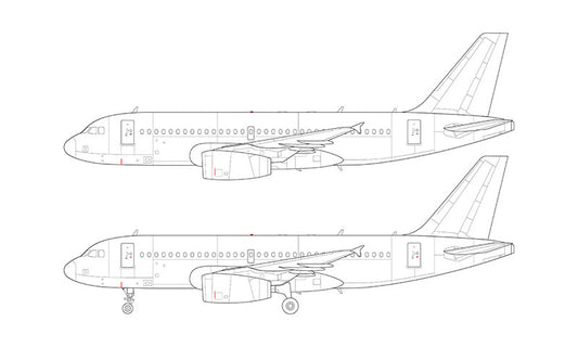 Airbus A319 with v2500 engines line drawing