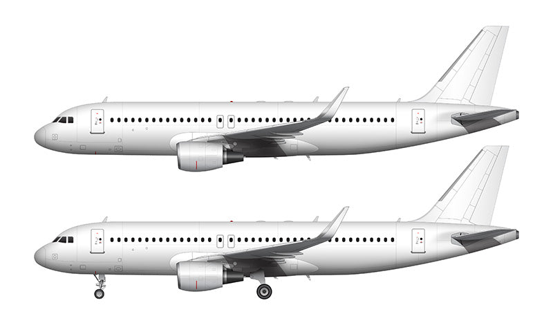 All White Airbus A320 with cfm56 engines and sharklets template