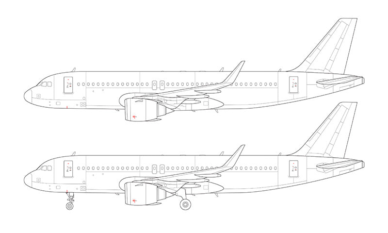 Airbus A320 NEO with CFM LEAP engines line drawing